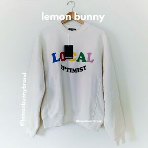 Madhappy Local Optimist Fleece Crewneck Sweatshirt Antique (Cream) Small New NWT